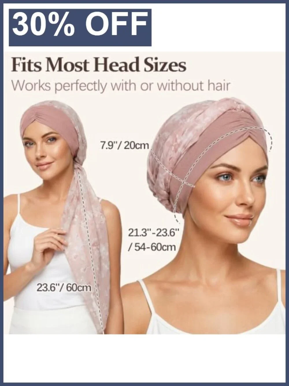 Satin Lined Chemo Headwrap for Women Chiffon Skull Cap Turban Wig Alternative